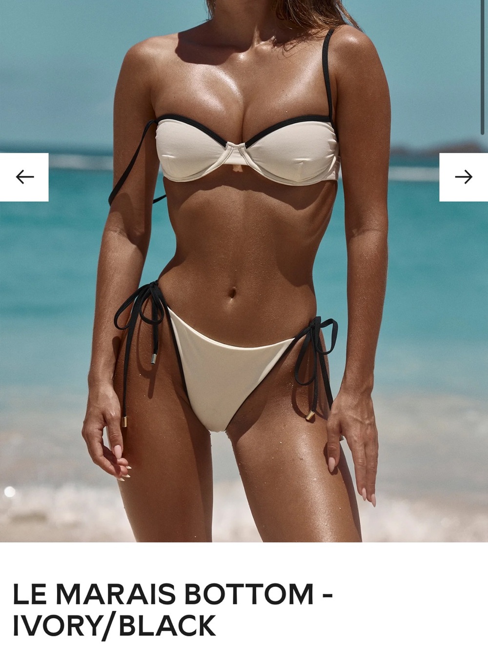 Monday Swimwear Cream bottoms with Black Trim size v NWT